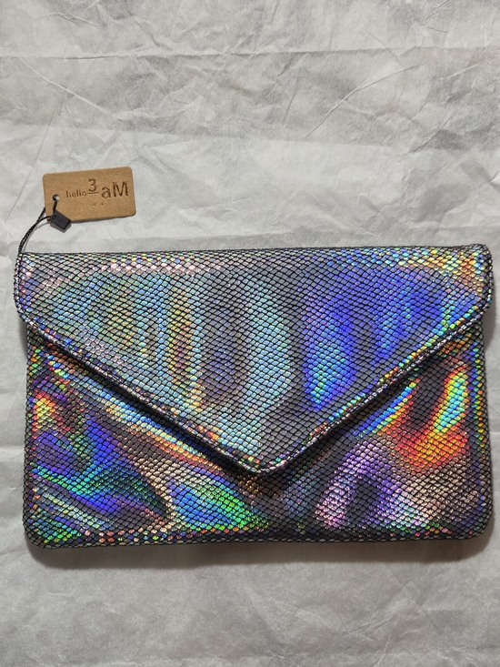 3Am Forever Handbags - Hello 3am Iridescent Holographic Envelope Clutch - Multicolor